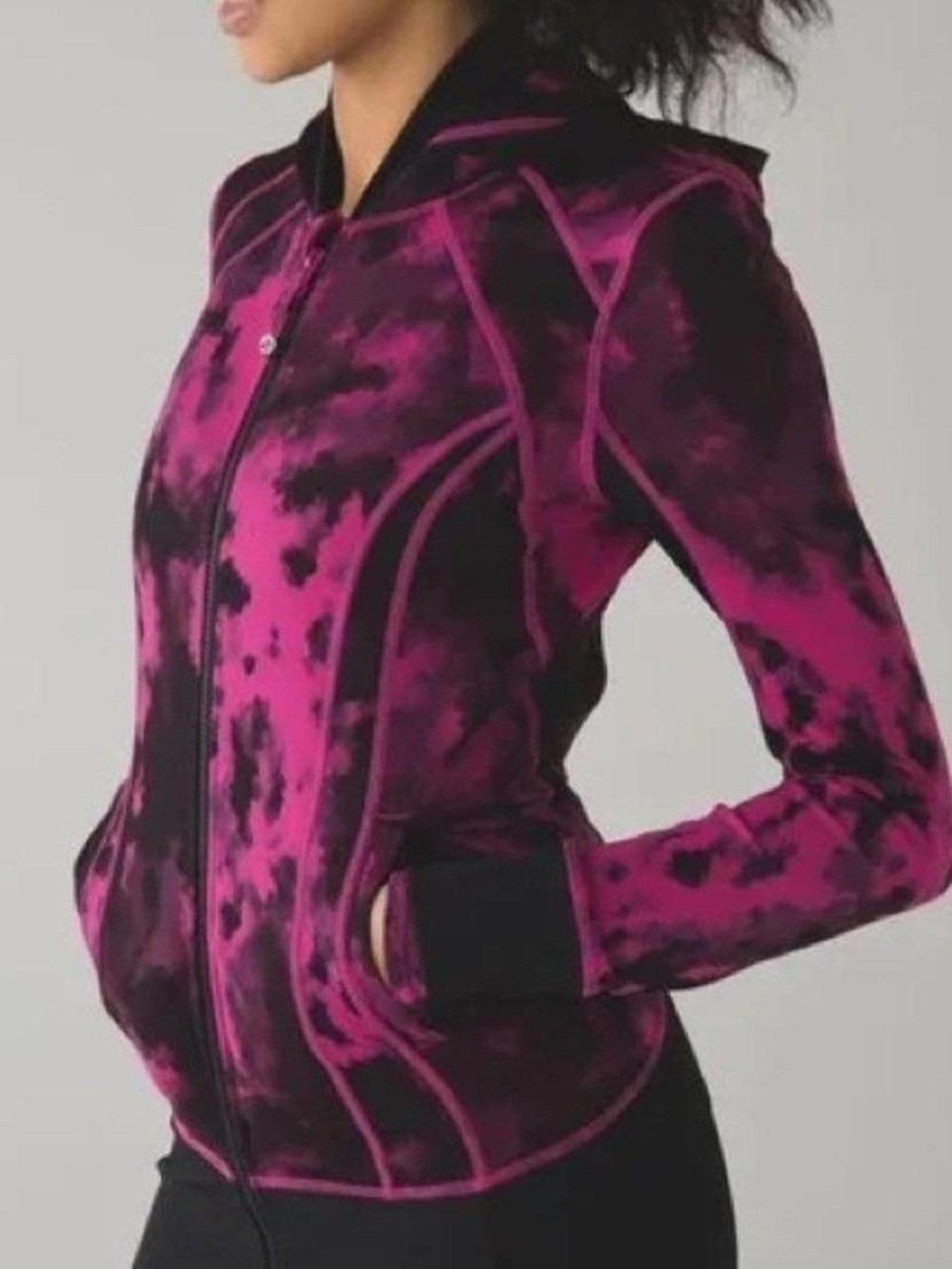 Women's Lululemon Daily Practice Fuchsia Tie-Dye Zip Hoodie Jacket